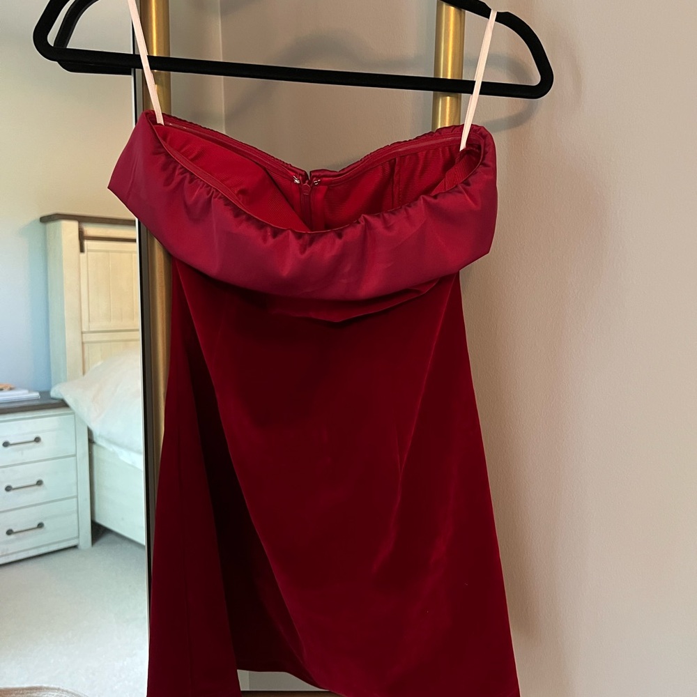 Red Velvet Strapless Dress